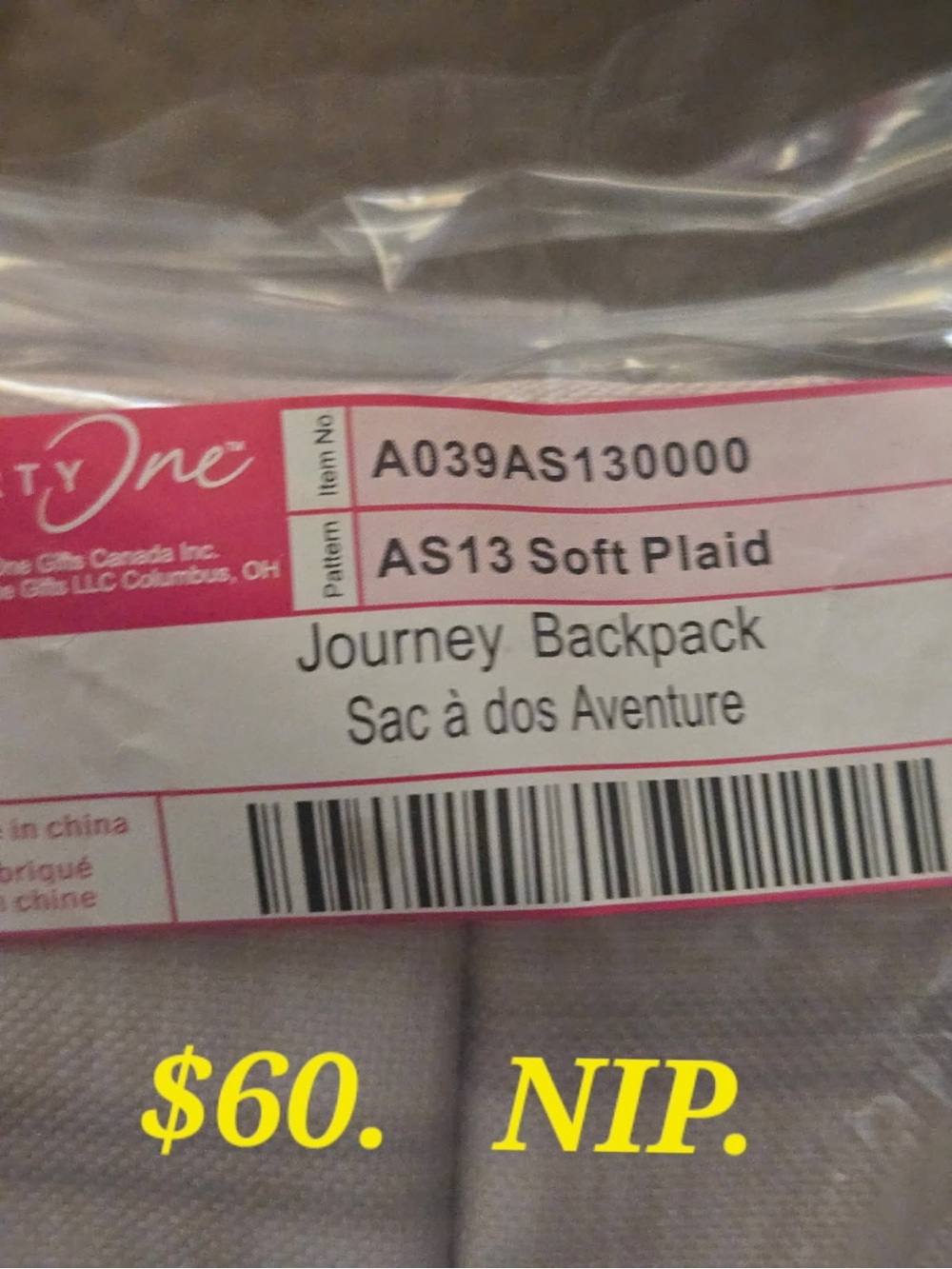 thirty-one AS13 Soft Plaid Journey Backpack - Gray